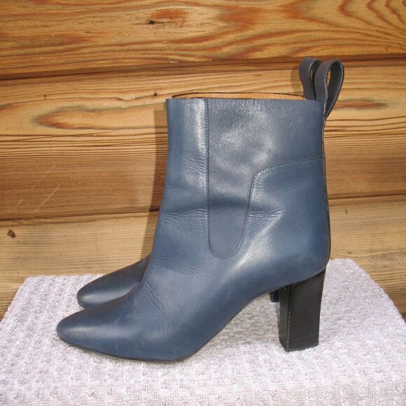 Chloe Navy Blue Heeled Ankle Boots Size 6 6.5 - Picture 4 of 8